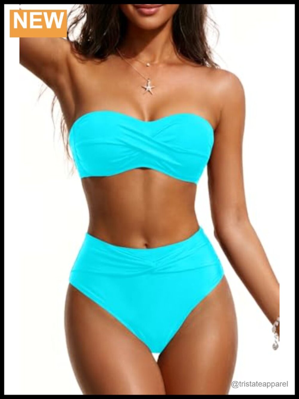 Tempt Me Twist Bandeau Bikini Set Strapless High Waisted Swim